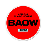 Front view of BAOW Ice Mint nicotine pouch - 12mg strength with intense menthol freshness
