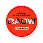 Front view of BAOW Pina Colada nicotine pouch – 12mg strength with pineapple and coconut flavor.
