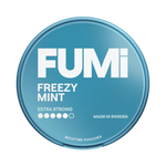 Front view of FUMi Freezy Mint nicotine pouch - 11mg strength with icy cooling mint flavor.