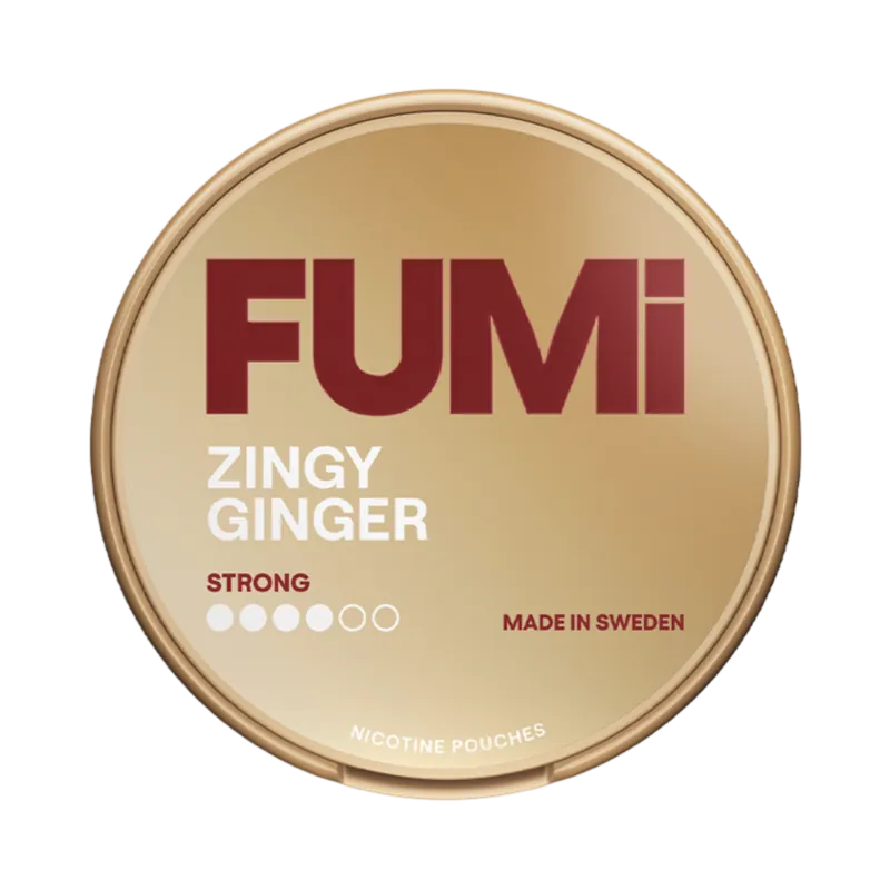 Front view of FUMi Zingy Ginger nicotine pouch – 8.4mg strength with fizzy ginger cola flavor