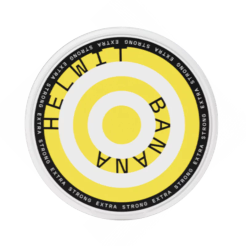 Front view of HELWIT Banana Extra Strong nicotine pouch – 7.5mg strength with banana flavor