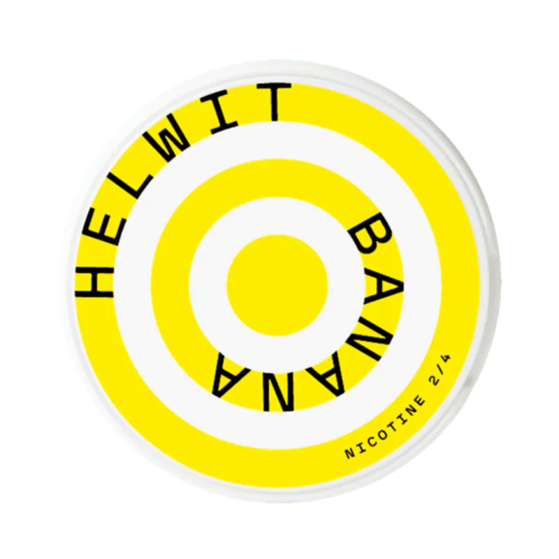 Front view of HELWIT Banana nicotine pouch – 3.5mg strength with banana flavor
