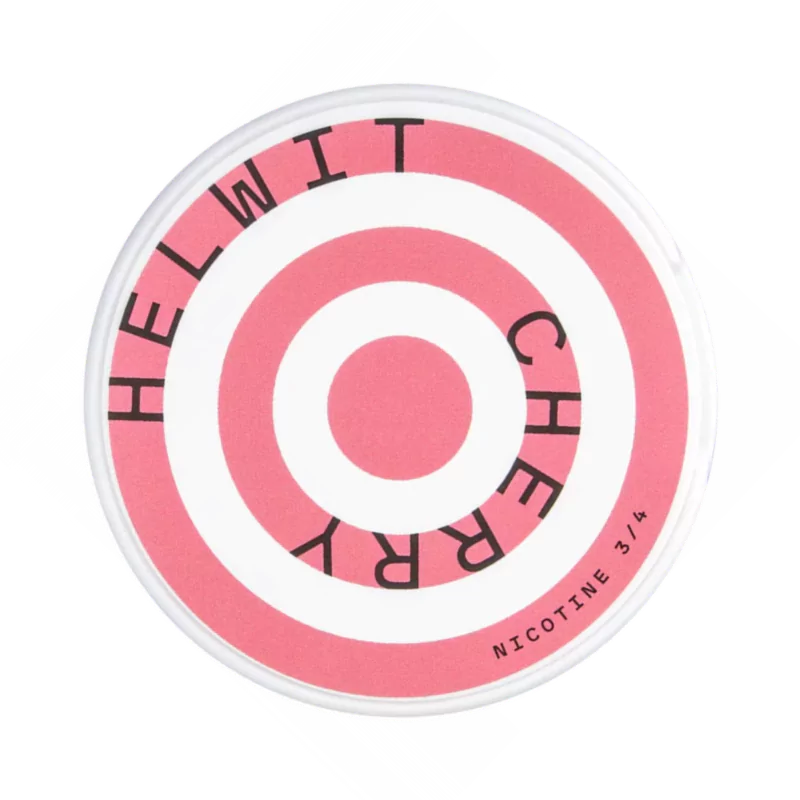 Front view of HELWIT Cherry nicotine pouch – 4.5mg strength with cherry flavor