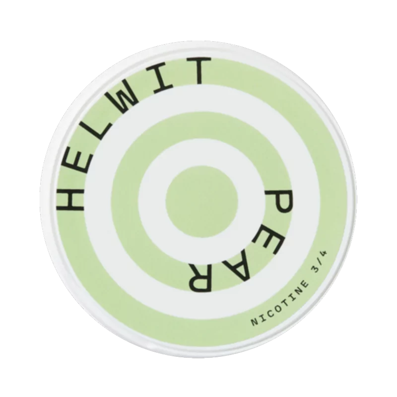 Front view of HELWIT Pear nicotine pouch – 4.5mg strength with pear flavor