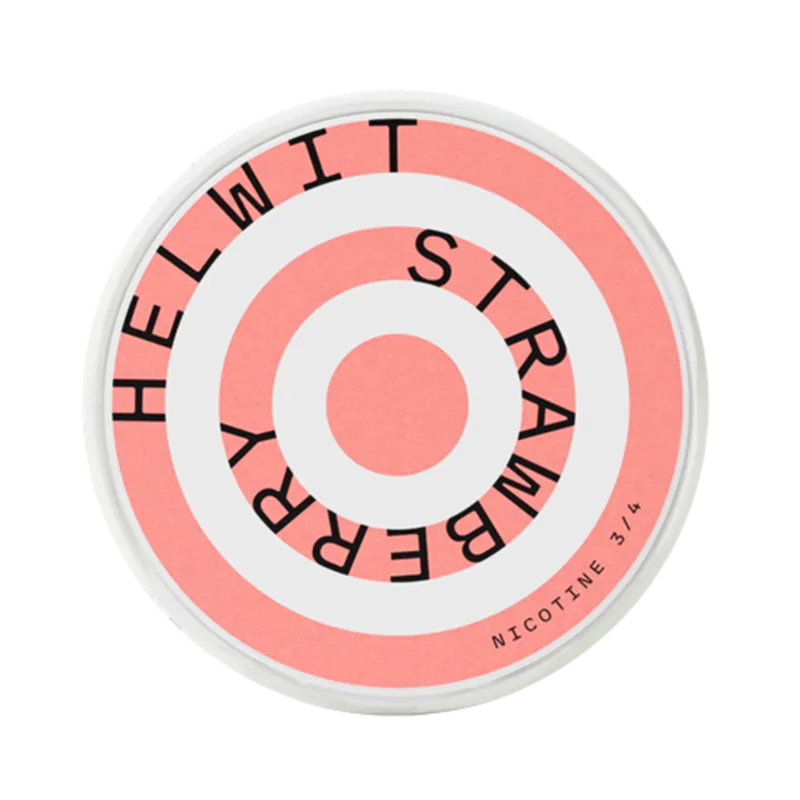 Front view of HELWIT Strawberry nicotine pouch – 4.5 mg strength with strawberry flavor