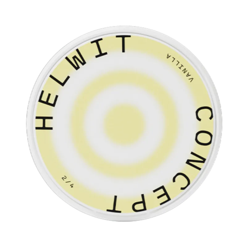 Front view of HELWIT Vanilla nicotine pouch – 3.5 mg strength with new creamy vanilla flavor