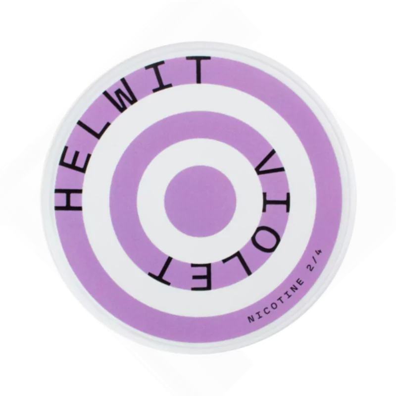 Front view of HELWIT Violet nicotine pouch – 3.5mg strength with violet floral flavor