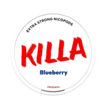 Front view of KILLA Blueberry nicotine pouch – 12.8mg strength with blueberry flavor