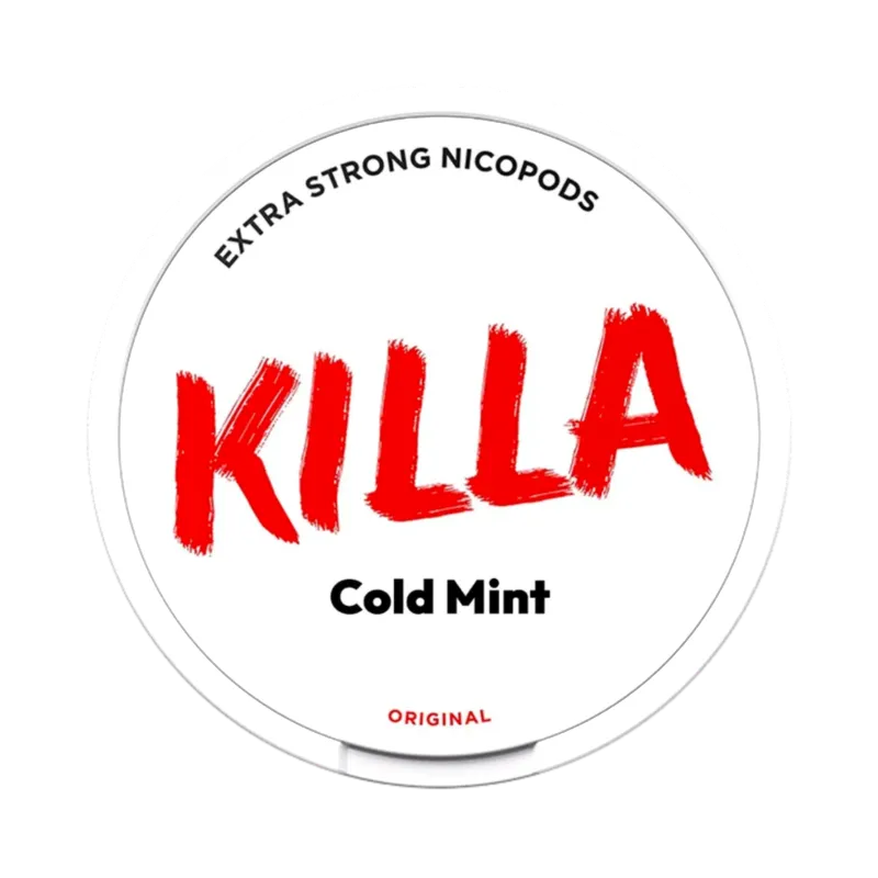 Front view of KILLA Cold Mint nicotine pouch –12.8mg strength with icy mint flavor