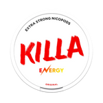 Front view of KILLA Energy nicotine pouches - 12.8mg strength with flavor of red bull, energy drink taste