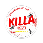 Front view of Killa Mini Banana Ice nicotine pouch – with Icy banana flavor.