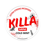 Front view of Killa Mini Cold Mint nicotine pouch – with crisp cold mint flavor.