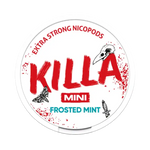Front view of Killa Mini Frosted Mint nicotine pouch - with icy mint flavor.