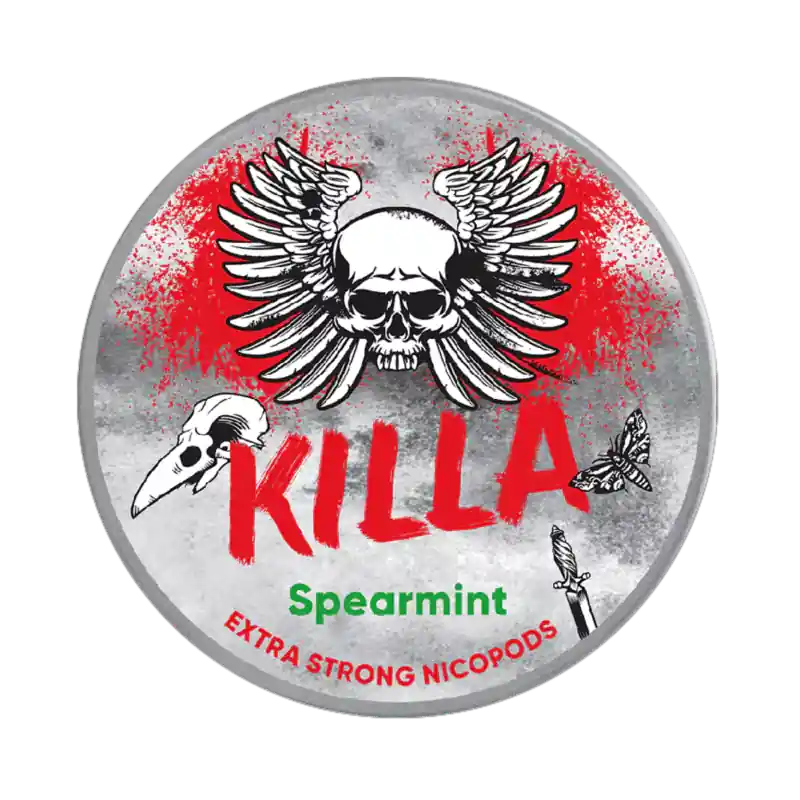 Front View of KILLA Spearmint nicotine pouch - 12.8mg strength with spearmint flavor