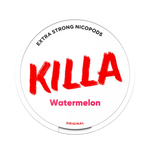 Front view of KILLA Watermelon nicotine pouch – extra strong with sweet watermelon flavor. 