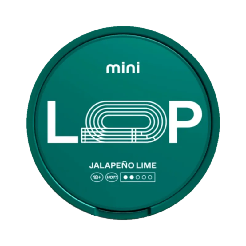 Front view of LOOP Jalapeno Lime mini nicotine pouch – 6.75mg strength with jalapeno lime flavor