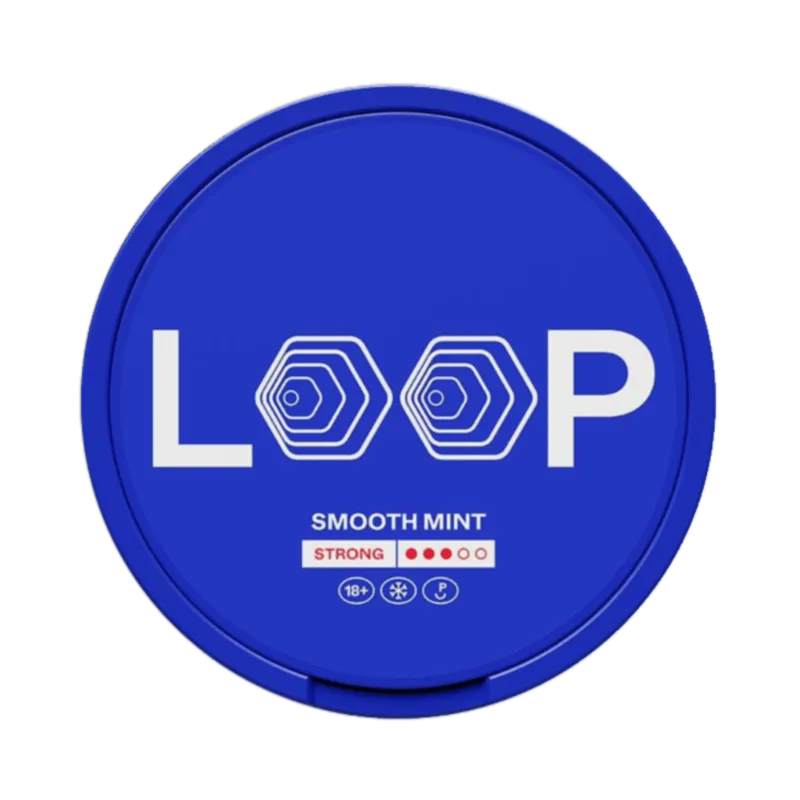 Front view of LOOP Smooth Mint strong nicotine pouch – 9.4mg strength with mint flavor