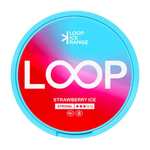 LOOP Strawberry Ice Strong – Juicy strawberry freshness blended with ice-cool tones, premium Swedish nicotine pouches at 9.4 mg strength.