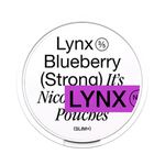 Front view of LYNX Blueberry nicotine pouch - Strong with blueberry flavor. 