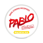 Front view of PABLO Exclusive 50mg nicotine pouches with banana flavor