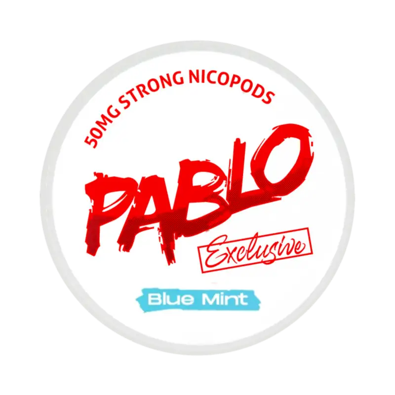 Front view of PABLO Exclusive 50mg nicotine pouches with mint flavor
