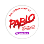 Front view of PABLO Exclusive 50mg nicotine pouches with grape flavor