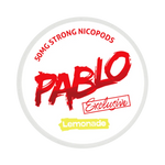 Front view of PABLO Exclusive 50mg nicotine pouches with lemonade flavor