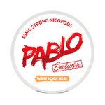 Front view of PABLO Exclusive 50mg nicotine pouches with mango flavor