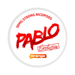 Front view of PABLO Exclusive 50mg nicotine pouches with orange flavor