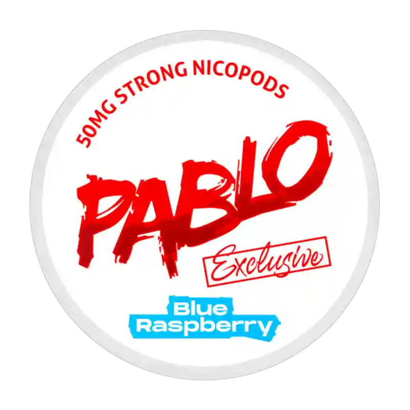 PABLO Exclusive Blue Raspberry - Extra strong 50 mg nicotine pouches bursting with bold blue raspberry taste.