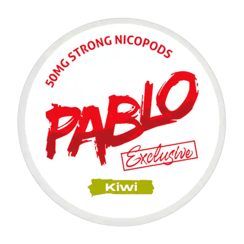 PABLO Exclusive Kiwi - Powerful 50 mg nicotine pouches with a refreshing kiwi fruit flavor.