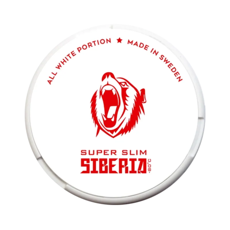 Siberia -80°C Super Slim pouch in white with roaring bear design, made in Sweden.
