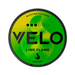  Lime Flame nicotine pouch with bold green design – VELO's intense citrus heat burst.