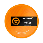 Front view of VELO McLaren Limited Edition, with sweet papaya tropical flavor.