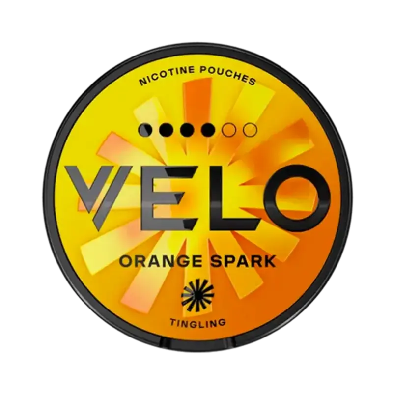 VELO Orange Spark nicotine pouch with bold citrus kick