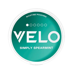 VELO Simply Spearmint mini nicotine pouch – refreshing mint flavor in discreet all-white format, perfect for tobacco-free use.