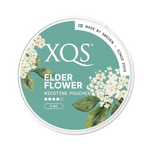 Front view of XQS Elderflower nicotine pouch - 8mg strength with cooling sweet floral flavor.