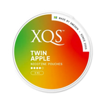 Front view of XQS Twin Apple nicotine pouch - 8mg strength with sweet and sour mixed of red apple and green apple flavor.