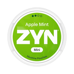 Front view of ZYN Apple Mint Mini Normal nicotine pouch – Mini with sweet apple mint flavor.