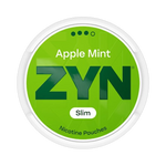 Front view of ZYN Apple Mint Strong nicotine pouch – Slim with crisp green apple and cooling mint flavor.