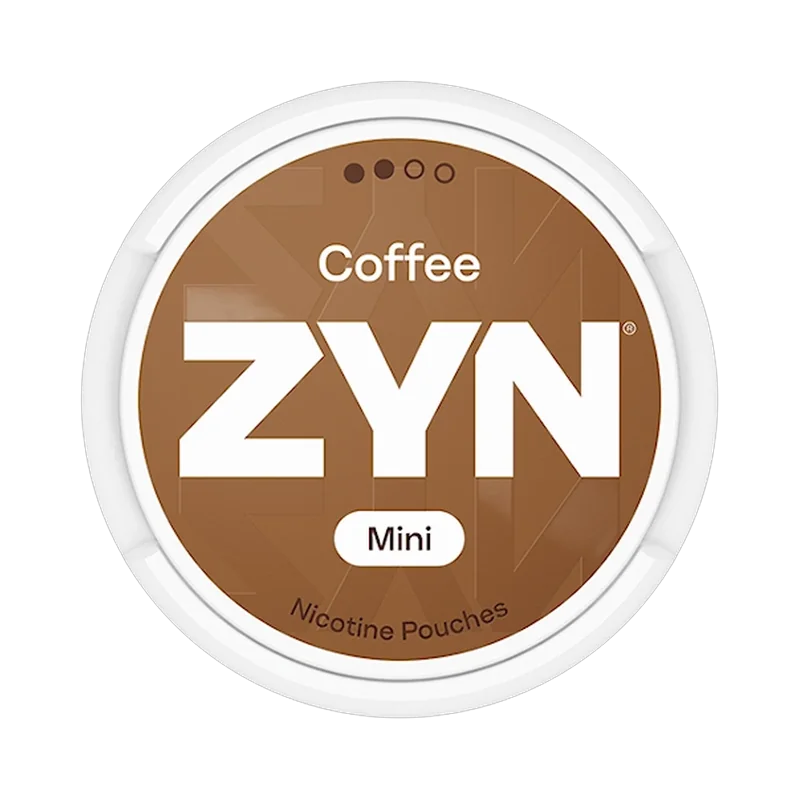 Front view of ZYN Coffee Mini Dry nicotine pouch – 3mg strength with Coffee flavor.
