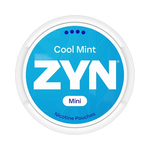 Front view of ZYN Cool Mint Mini Dry nicotine pouch - extra strong with refreshing mint flavor.