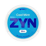 Front view of ZYN Cool Mint Slim Strong 
nicotine pouch - Mini with cool mint flavor.